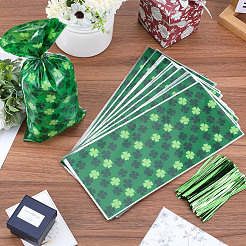 Rechteckige Keksverpackungsbeutel aus Kunststoff mit Kleeblattmuster&nbsp;ABAG-WH0038-35A