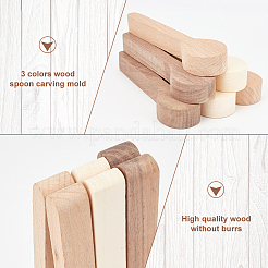 6 Stück 3 Farben Holzlöffel-Schnitzform&nbsp;WOOD-OC0003-48