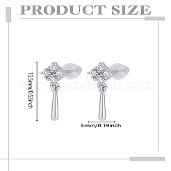 1 paire de boucles d'oreilles à tige en laiton avec strass en forme de losange&nbsp;EJEW-LP0003-56P