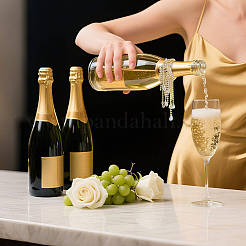 4 pieza de borlas de vidrio con forma de lágrima para botella de vino con rhinestone&nbsp;HJEW-OC00401