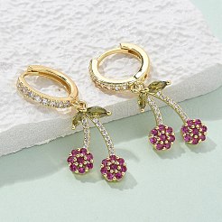 Latón cúbicos pendientes de aro zirconia&nbsp;EJEW-R016-16G