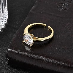Anillos abiertos de latón con micropavé de circonitas cúbicas para mujer&nbsp;RJEW-B160-04G