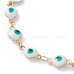 Bösen blick 304 edelstahl emaille link ketten armbänder & halsketten schmuck sets&nbsp;SJEW-JS01152