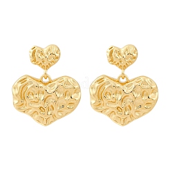 Pendientes colgantes de latón con forma de corazón martillado&nbsp;EJEW-R025-23G