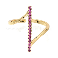 Offene Manschettenringe aus Messing mit Mikropflaster und Zirkonia für Damen&nbsp;RJEW-M022-03G