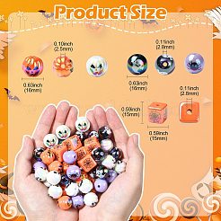 Perles acryliques plaquées sur le thème d'Halloween&nbsp;OACR-CJC0009-08