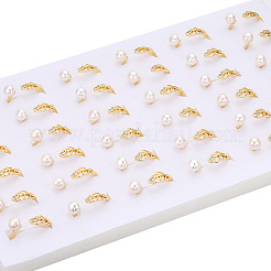 Offener Manschettenring aus Naturperlen mit Mikropflaster und klarem Zirkonia&nbsp;PEAR-N022-C05
