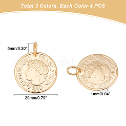 12 colgante de moneda de acero inoxidable 304 de 3 colores&nbsp;STAS-DC0003-45