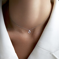 S925 Silber Zirkon Wassertropfen Ohrringe Halskette Set eleganter minimalistischer Schmuck für den täglichen Gebrauch&nbsp;ZZ8208-3