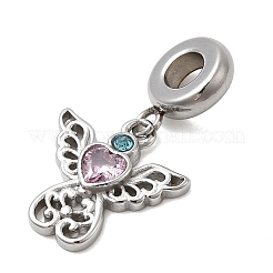 304 Edelstahl Rose Strass europäischen baumeln Charms&nbsp;STAS-D153-14G
