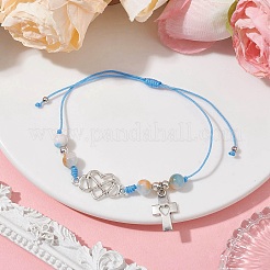 Pulseras de cuentas trenzadas de jade blanco teñido natural&nbsp;BJEW-JB09823