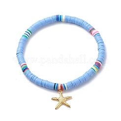 4 Stück 4 Stil handgefertigte Polymer Clay Disc Surfer Stretch Fußkettchen Set&nbsp;AJEW-AN00503