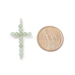 Pendentifs perles rondes à facettes en aventurine verte naturelle&nbsp;PALLOY-TA00002-01