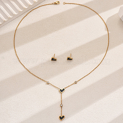 201 Edelstahl-Strass-Lasso-Halskette und Ohrstecker-Set&nbsp;BF5135