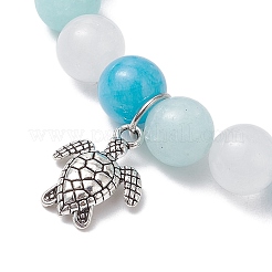 Pulseras elásticas con cuentas de jade blanco y jade mashan natural&nbsp;BJEW-JB11151