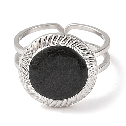 Offene Manschettenringe aus 304er Edelstahl mit Emaille für Damen&nbsp;RJEW-F166-48P-01