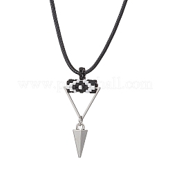 Collane con ciondolo a forma di cono piramidale in lega e perline di semi cilindrici con malocchio&nbsp;NJEW-MZ00105-01