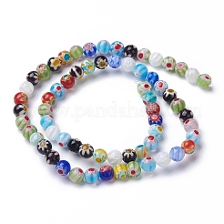 Handgemachte Millefiori Glas runde Perle Stränge&nbsp;LAMP-J038-6mm-M