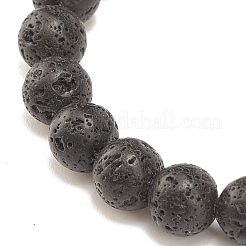 Bracelet extensible en pierre de lave naturelle et pierres mélangées avec mauvais œil au chalumeau&nbsp;BJEW-JB08321-02
