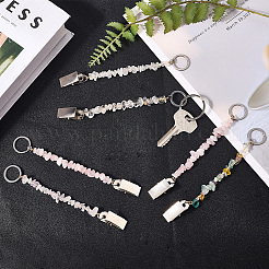6 portachiavi in quarzo rosa naturale e cristallo di quarzo&nbsp;KEYC-GF00005