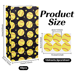 48 Stück rechteckige Geschenktüten aus Papier mit Baseball-Aufdruck&nbsp;ABAG-DR0001-05
