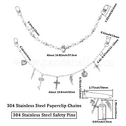 2 pieza de 2 estilos de cadenas de plástico y acero inoxidable 304 para bolsas extensoras&nbsp;HJEW-BM0001-23