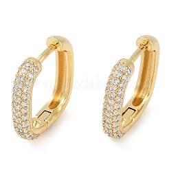 Orecchini a cerchio quadrati con micro pavé di zirconi quadrati in ottone con placcatura a cremagliera&nbsp;EJEW-Z059-13G