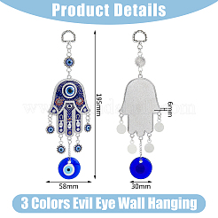 3 pendentif tribal bohème en métal de 3 couleurs avec porte-clés à main en forme d'œil du diable&nbsp;KEYC-DC0021-28