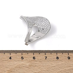 Offene Manschettenringe aus Messing mit Mikropavé-Fassung und klaren Zirkonia für Damen&nbsp;RJEW-L343-15P