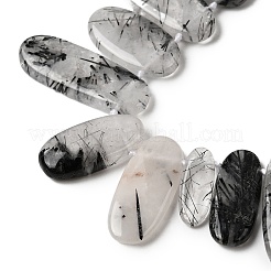 Natürliche turmalinierte Quarz / schwarze Rutilquarz Perlen Stränge&nbsp;G-D365-D02
