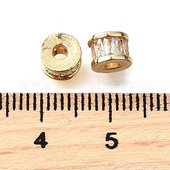 Perline distanziatrici in zirconia cubica micro pavé in ottone a colonna&nbsp;KK-L230-06G