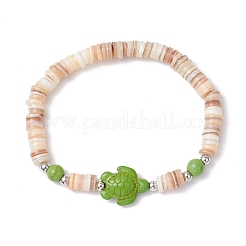 Schildkröte synthetischer Türkis mit natürlichen Süßwasser-Muschelperlen Stretch-Armbänder für Männer und Frauen&nbsp;BJEW-JB11746