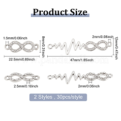60 pièce 2 styles de breloques de connecteur en alliage de cristal strass&nbsp;FIND-DC0001-39