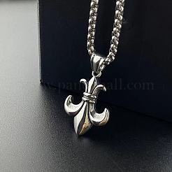 Vintage 304 Edelstahl Herren Punk Fleur de Lis Anhänger Halsketten&nbsp;OG3380
