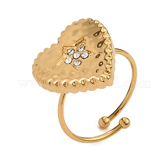 Anelli aperti con polsino in acciaio inossidabile 304 e strass per donna&nbsp;SA-CBAFC3F-01G