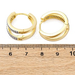 Pendientes de aro de latón con micro circonitas y cubic zirconia transparente&nbsp;EJEW-H158-15GP