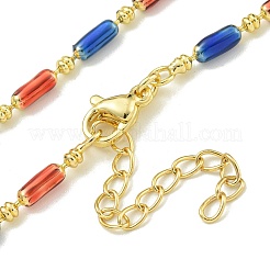 Collane a catena con maglie a colonna in ottone e smalto&nbsp;NJEW-H039-02B-03G