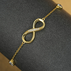 Bracelet unisexe en argent sterling orné du symbole de l'infini et de zirconiums cubiques transparents&nbsp;NB7998
