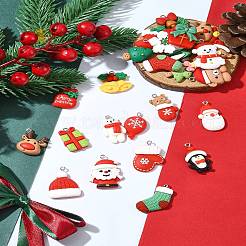 26pcs 26 Arten Weihnachtsthema-undurchsichtige Harzanhänger&nbsp;RESI-FS0001-74