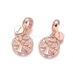 Charms pendenti europei in ottone con micro pavé di zirconi cubici&nbsp;ZIRC-E163-06RG