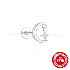 Boucles d'oreilles cartilage lune et étoile en argent sterling avec micro pavé de zircons cubiques transparents&nbsp;FS-WGA2317-04