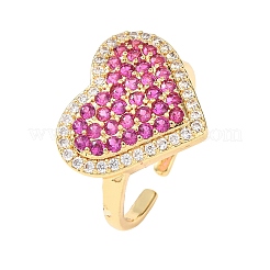 Messing Micro Pave Zirkonia Manschette offene Ringe&nbsp;RJEW-F204-07B-G03
