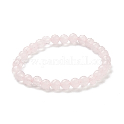 Cuarzo natural rosa de abalorios pulseras del estiramiento&nbsp;BJEW-D446-B-11