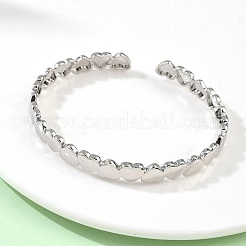 Bracelets manchettes en laiton en forme de cœur pour femmes&nbsp;BJEW-C144-01B-P