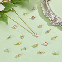 80 pièce 4 styles de breloques en laiton micro pavées en zircone cubique&nbsp;KK-HY0004-45