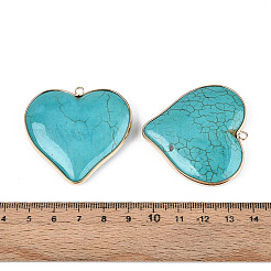 Pendentifs en forme de cœur en turquoise synthétique teintée&nbsp;X-TURQ-T004-30A