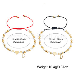 2 Stück Messing-Armband-Set mit Anhängern des Anfangsbuchstabens D&nbsp;GM5695-4