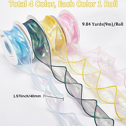 4 Rolle 4 Farben Polyester-Organzaband&nbsp;PAAG-CY0001-01