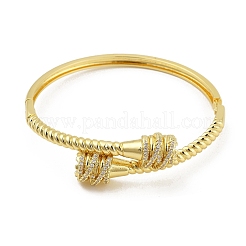Brazaletes con bisagras de circonita cúbica transparente con micropavé de latón&nbsp;BJEW-S168-03G