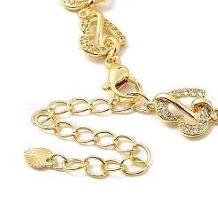Bracciale a catena a maglie di cuore con zirconi cubici trasparenti&nbsp;BJEW-A132-09G